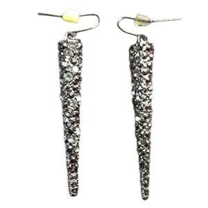 Gunmetal Textured Icicle Earrings